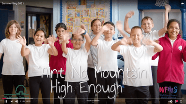 Pupils singing 'Aint No Mountain High Enough' in our summer sing video